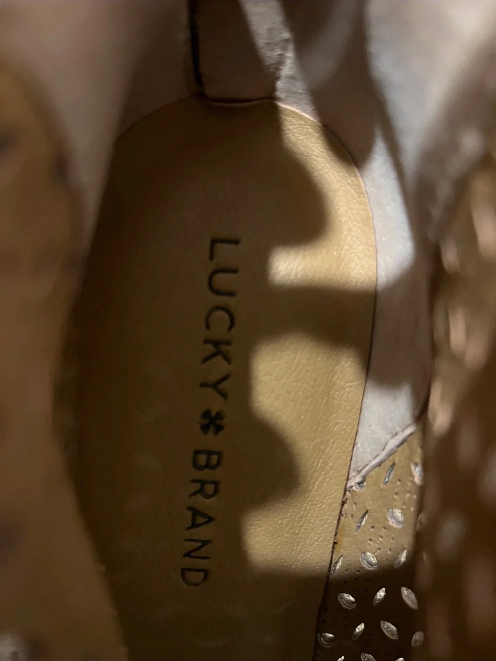 Lucky Brand Taupe Suede Perforated Ankle Booties